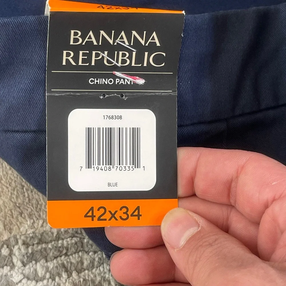 NEW Banana Republic Mens Navy Blue Chino Pants Stretch Cotton 42x34 NWT 1768308‎